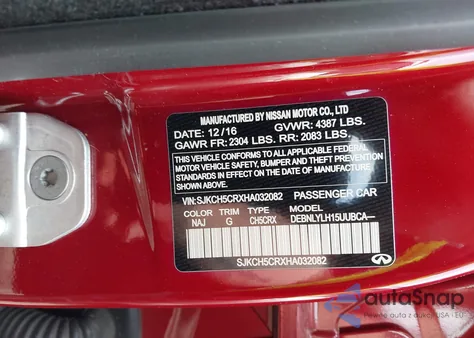 2017 Infiniti Qx30 Premium from USA, damaged, VIN SJKCH5CRXHA032082